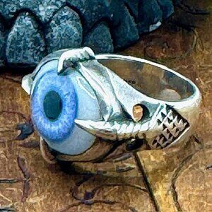 Rare CRAZY PIG DESIGNS 4 Claws Eye Ring Sz 8.5